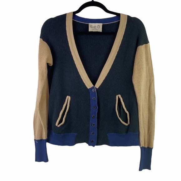 Sea New York Sweaters - Sea New York Color Block Cotton Cardigan XS